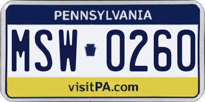 PA license plate MSW0260
