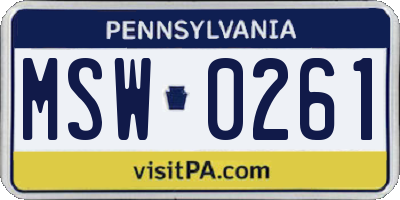 PA license plate MSW0261