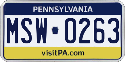 PA license plate MSW0263