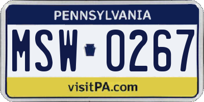 PA license plate MSW0267