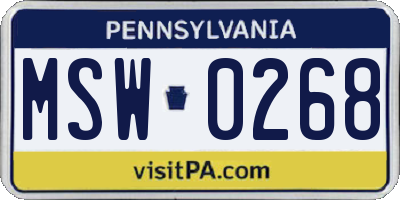 PA license plate MSW0268