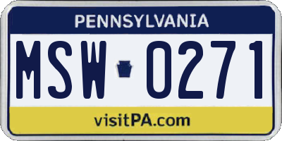 PA license plate MSW0271