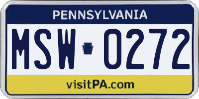 PA license plate MSW0272