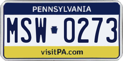 PA license plate MSW0273