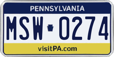 PA license plate MSW0274