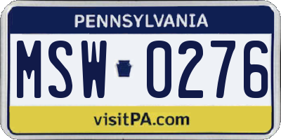 PA license plate MSW0276