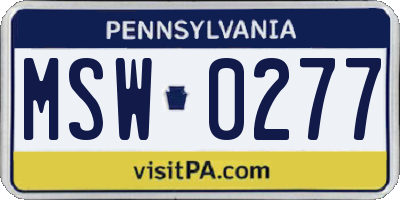 PA license plate MSW0277