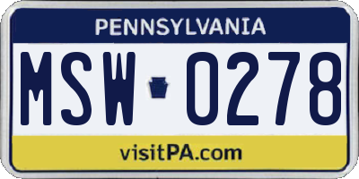 PA license plate MSW0278
