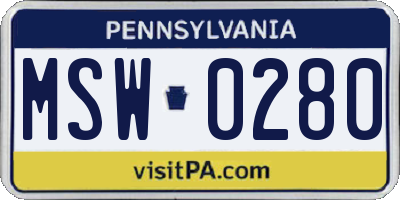PA license plate MSW0280