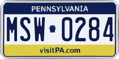 PA license plate MSW0284