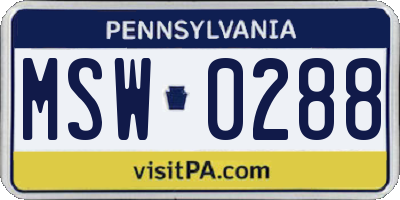 PA license plate MSW0288