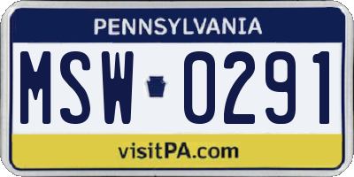 PA license plate MSW0291