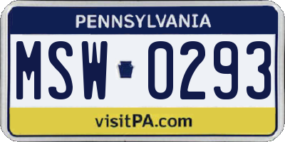 PA license plate MSW0293