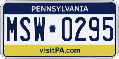 PA license plate MSW0295