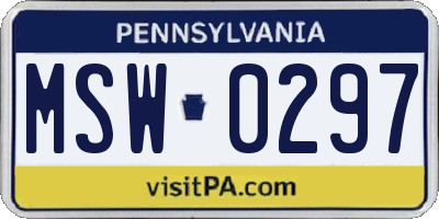 PA license plate MSW0297