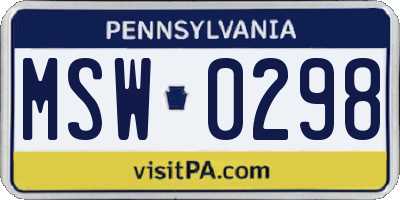 PA license plate MSW0298