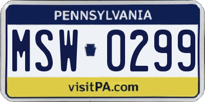 PA license plate MSW0299