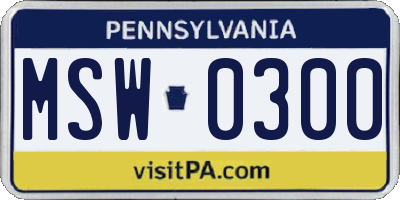 PA license plate MSW0300