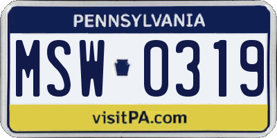 PA license plate MSW0319