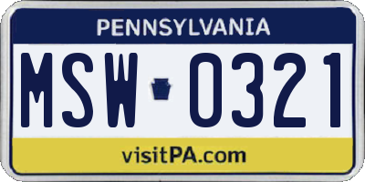 PA license plate MSW0321
