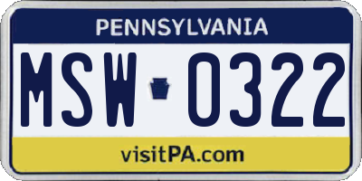 PA license plate MSW0322