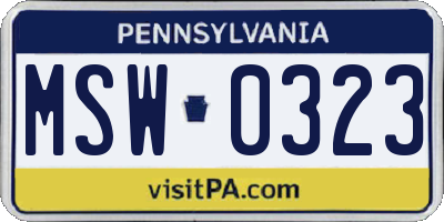 PA license plate MSW0323