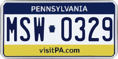 PA license plate MSW0329