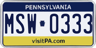 PA license plate MSW0333