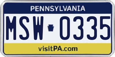 PA license plate MSW0335