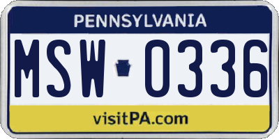 PA license plate MSW0336