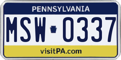 PA license plate MSW0337