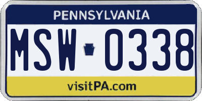 PA license plate MSW0338