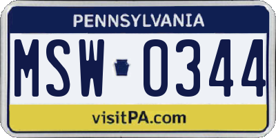 PA license plate MSW0344