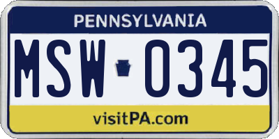 PA license plate MSW0345