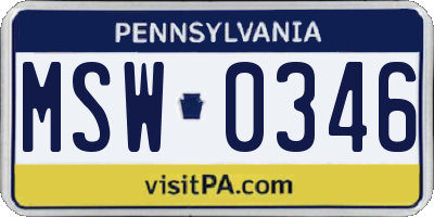 PA license plate MSW0346