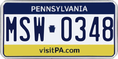 PA license plate MSW0348