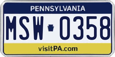 PA license plate MSW0358