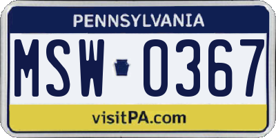 PA license plate MSW0367
