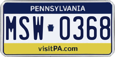 PA license plate MSW0368
