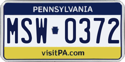 PA license plate MSW0372