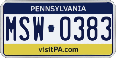 PA license plate MSW0383