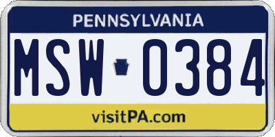 PA license plate MSW0384
