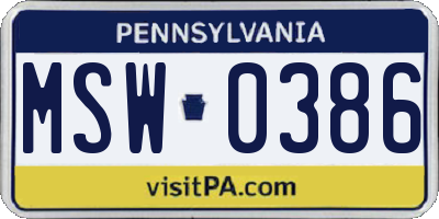 PA license plate MSW0386