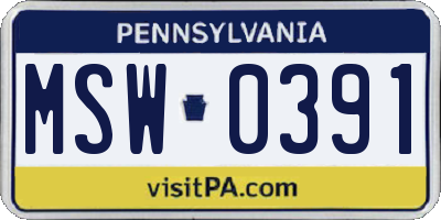 PA license plate MSW0391