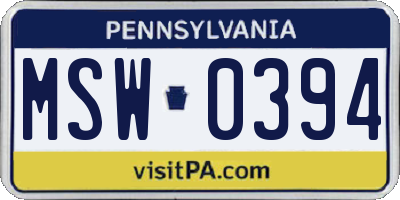 PA license plate MSW0394