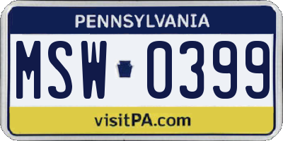 PA license plate MSW0399