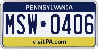 PA license plate MSW0406