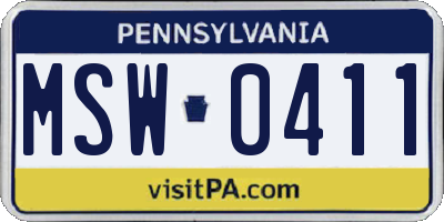 PA license plate MSW0411