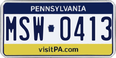 PA license plate MSW0413