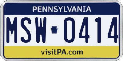 PA license plate MSW0414